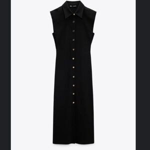 Zara black fitted midi dress